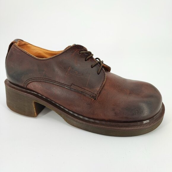 Dr. Martens Shoes - Dr. Martens Women's Size 8B US Leather Brown Block Heel Shoes Casual SM8461